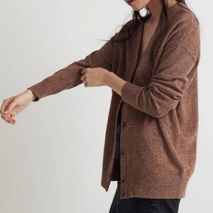Madewell V-Neck Brown Merino Wool Cardigan